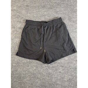 H&M Black Athletic Shorts L Women Cotton Drawstring Elastic Waist Pockets
